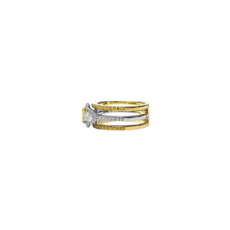 Bague Isabelle Barrier bicolore sertie de diamants naturels, taille 53